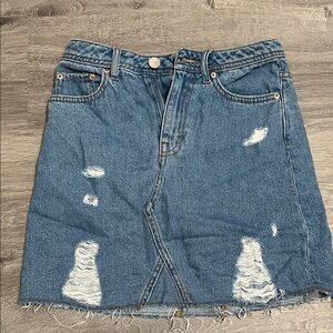 H&M Denim Blue Ripped Mini Skirt